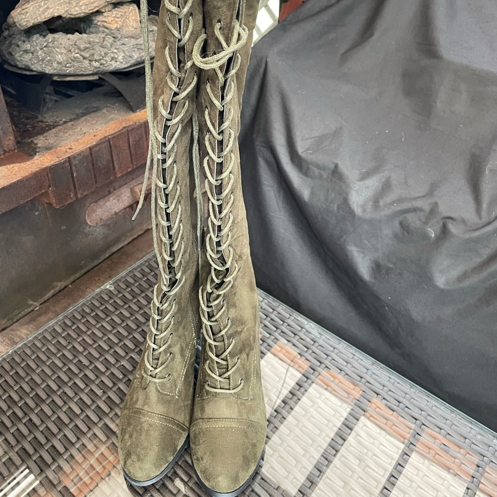 NEW. Olive Green Fashion of Boom Women’s Tall Suede Boots